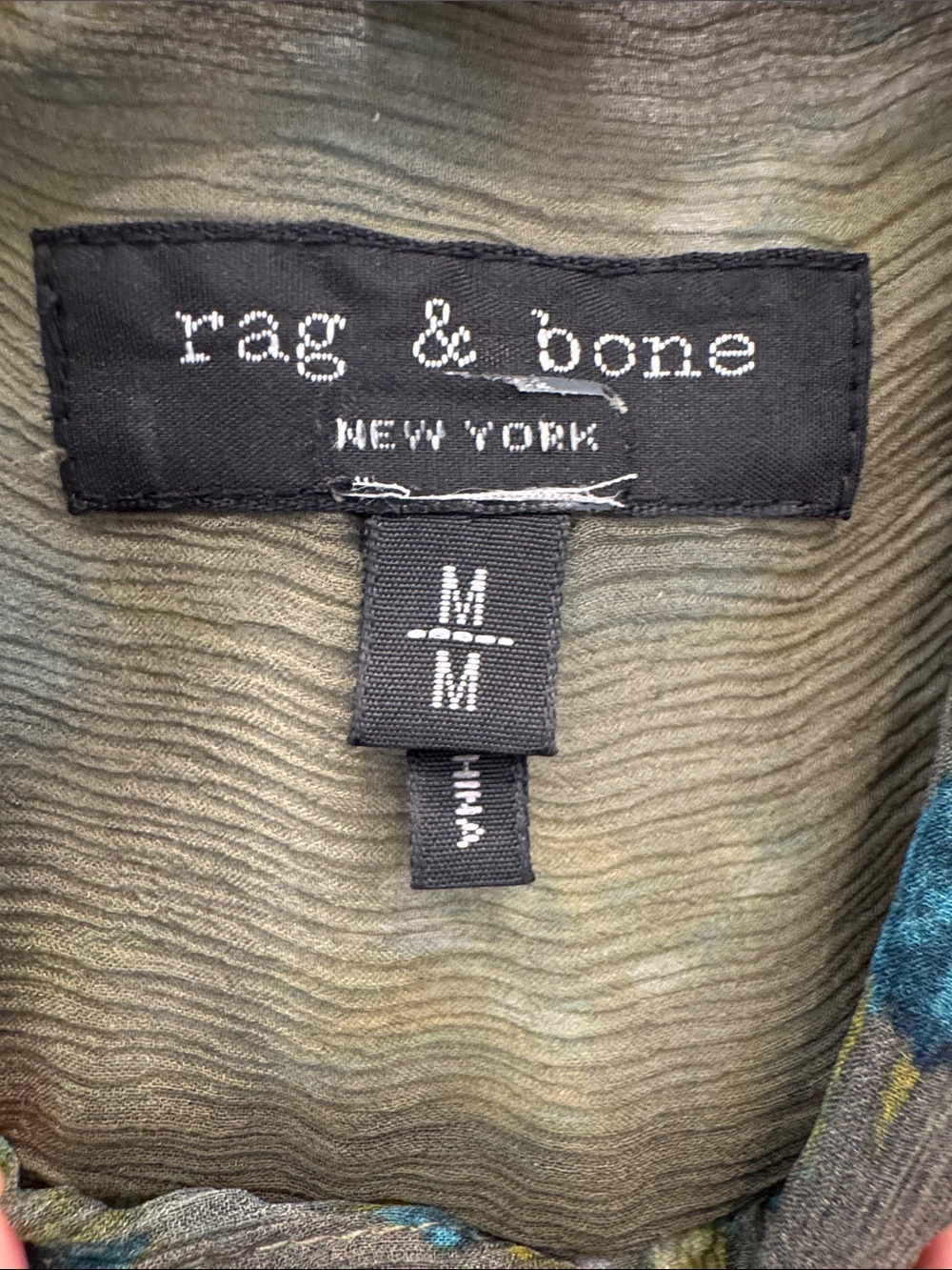 rag & bone Olive Sheer Floral Button-Front Blouse - Picture 3 of 5